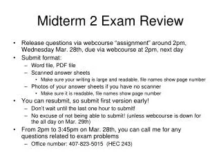 Midterm 2 Exam Review