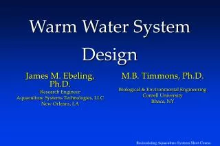 Warm Water System Design