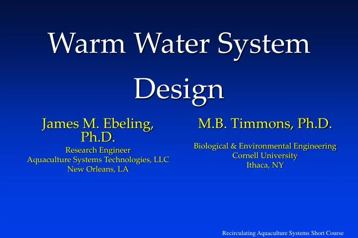warm water system design