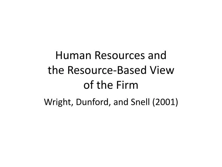 human resources and the resource based view of the firm