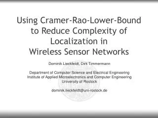 Using Cramer- Rao -Lower-Bound to Reduce Complexity of Localization in Wireless Sensor Networks