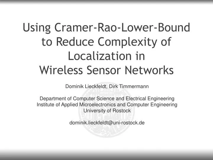 using cramer rao lower bound to reduce complexity of localization in wireless sensor networks