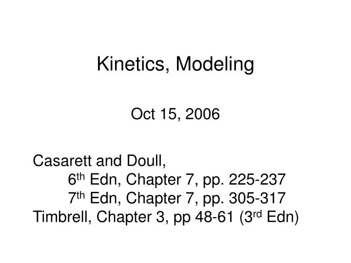 kinetics modeling