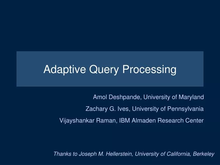 adaptive query processing