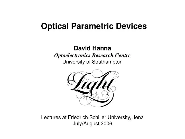 optical parametric devices