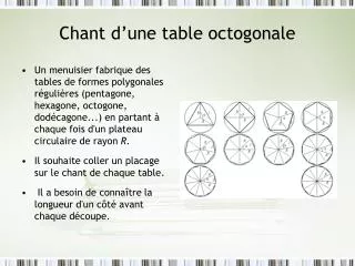 chant d une table octogonale