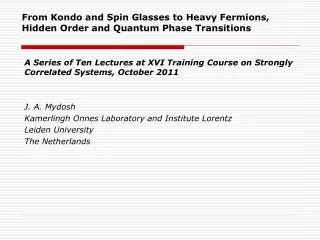 A Series of Ten Lectures at XVI Training Course on Strongly Correlated Systems, October 2011