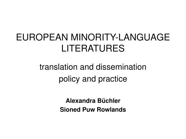 european minority language literatures