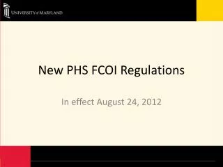 New PHS FCOI Regulations