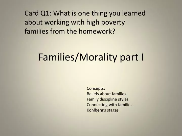 families morality part i