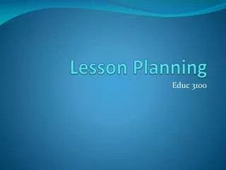 Lesson Planning