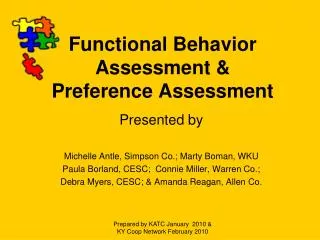 Functional Behavior Assessment &amp; Preference Assessment