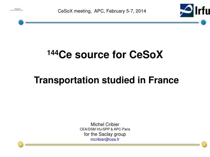 144 ce source for cesox transportation studied in france