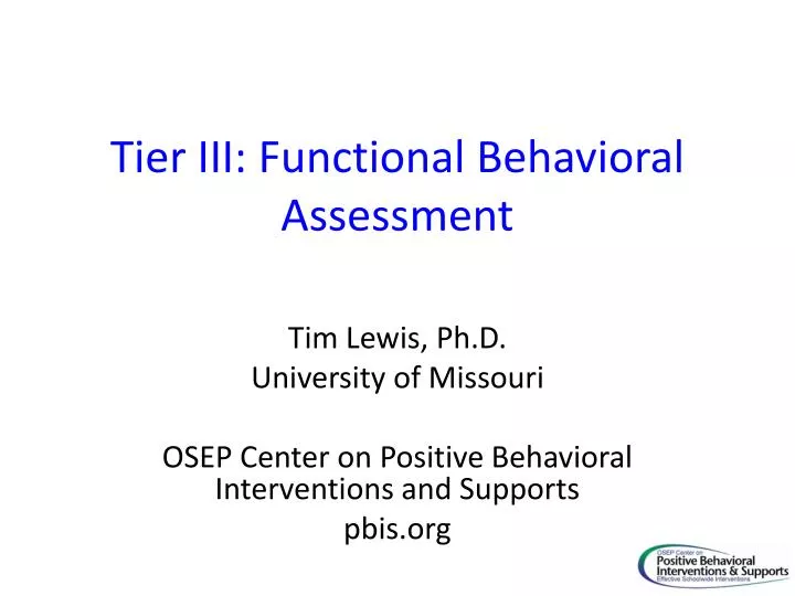 tier iii functional behavioral assessment