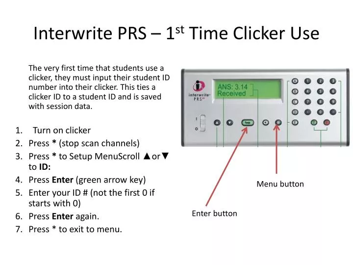 interwrite prs 1 st time clicker use