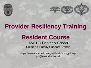 Provider Resiliency Training Resident Course