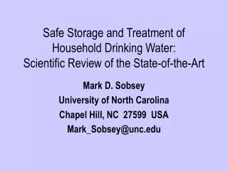 Safe Storage and Treatment of Household Drinking Water: Scientific Review of the State-of-the-Art