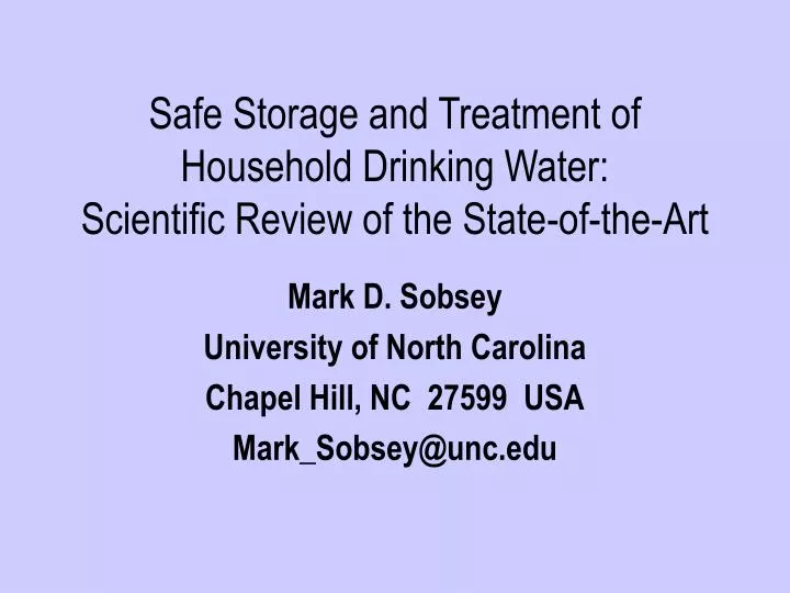 safe storage and treatment of household drinking water scientific review of the state of the art