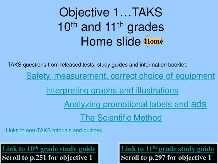 objective 1 taks 10 th and 11 th grades home slide