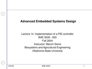 Advanced Embedded Systems Design