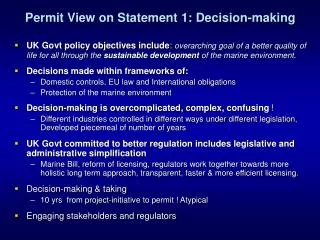 Permit View on Statement 1: Decision-making