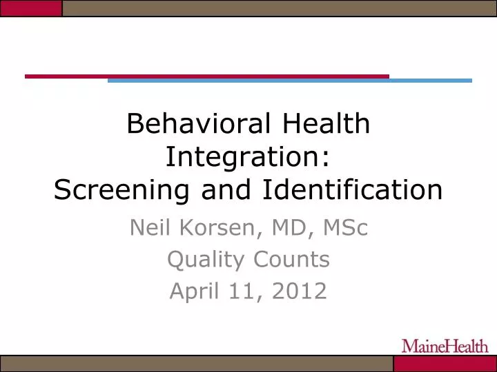 behavioral health integration screening and identification