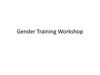 Gender Training Workshop