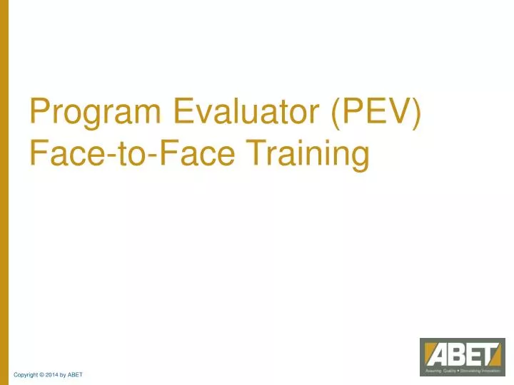 program evaluator pev face to face training