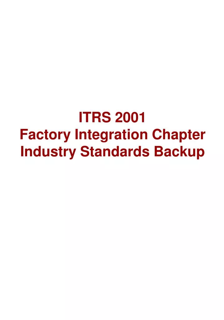 itrs 2001 factory integration chapter industry standards backup