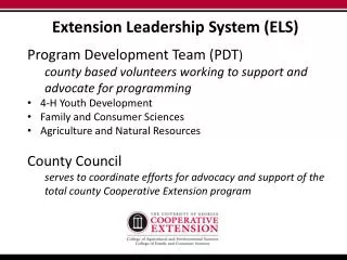 Extension Leadership System (ELS) Program Development Team (PDT )