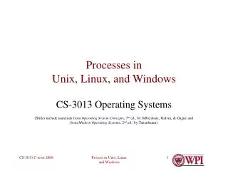 Processes in Unix, Linux, and Windows