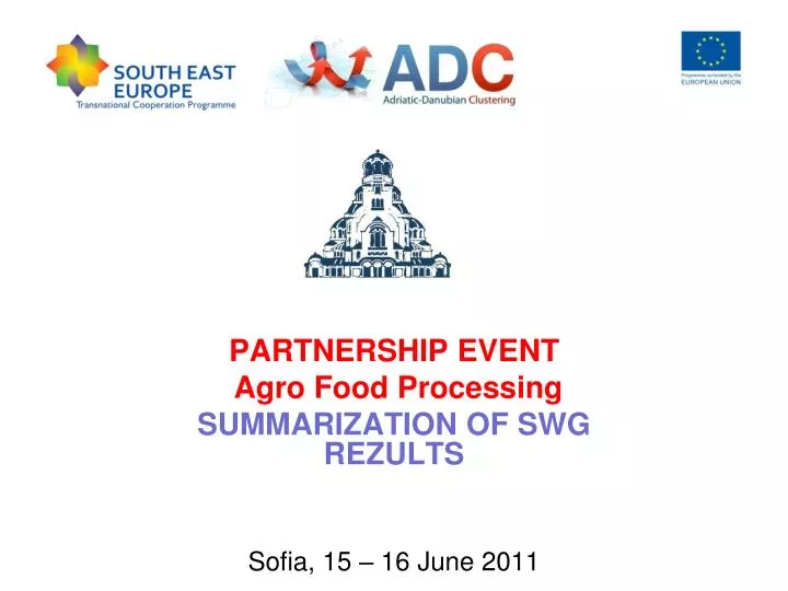 partnership event agro food processing summarization of swg rezults sofia 15 16 june 2011