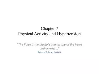 Chapter 7 Physical Activity and Hypertension