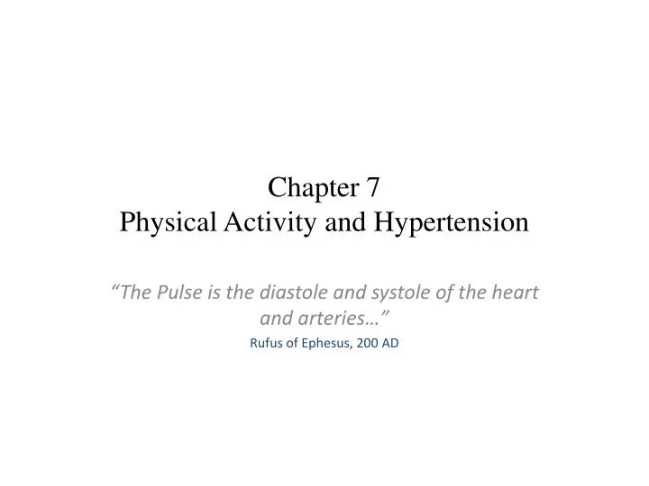 chapter 7 physical activity and hypertension