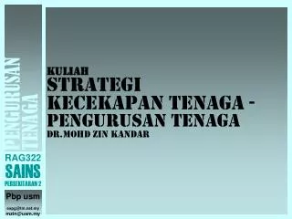 Kuliah Strategi KECEKAPAN TENAGA - pengurusan tenaga Dr.Mohd Zin Kandar