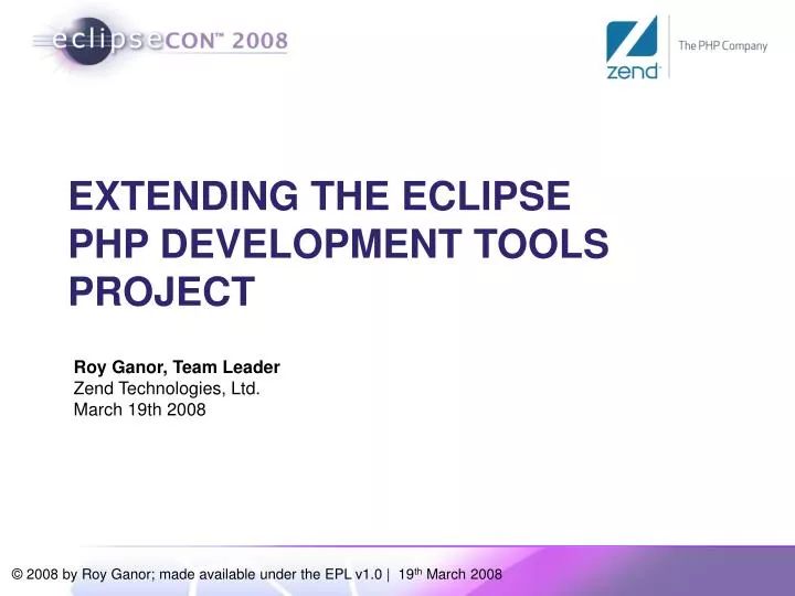 extending the eclipse php development tools project