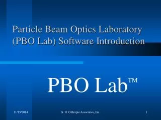 Particle Beam Optics Laboratory (PBO Lab) Software Introduction