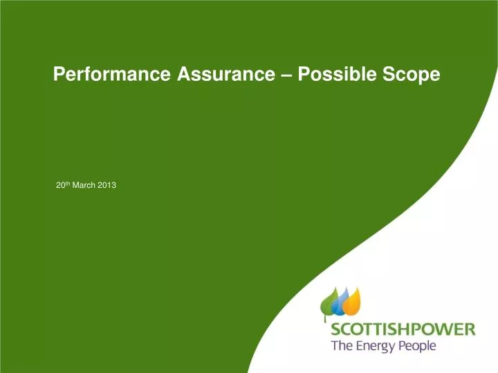 performance assurance possible scope