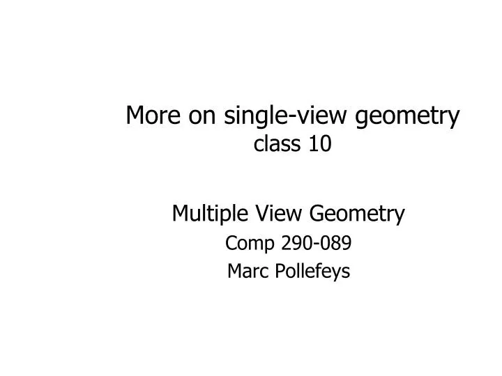 more on single view geometry class 10