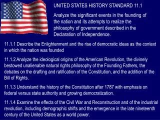 UNITED STATES HISTORY STANDARD 11.1
