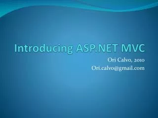 Introducing ASP.NET MVC