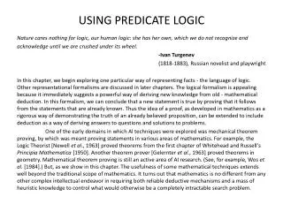 USING PREDICATE LOGIC