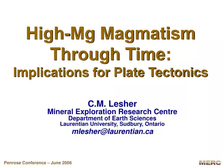 high mg magmatism through time implications for plate tectonics
