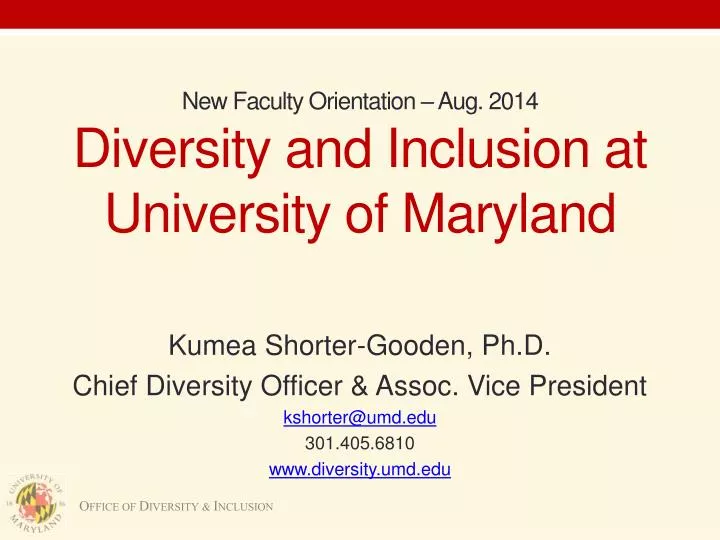 new faculty orientation aug 2014 diversity and inclusion at university of maryland