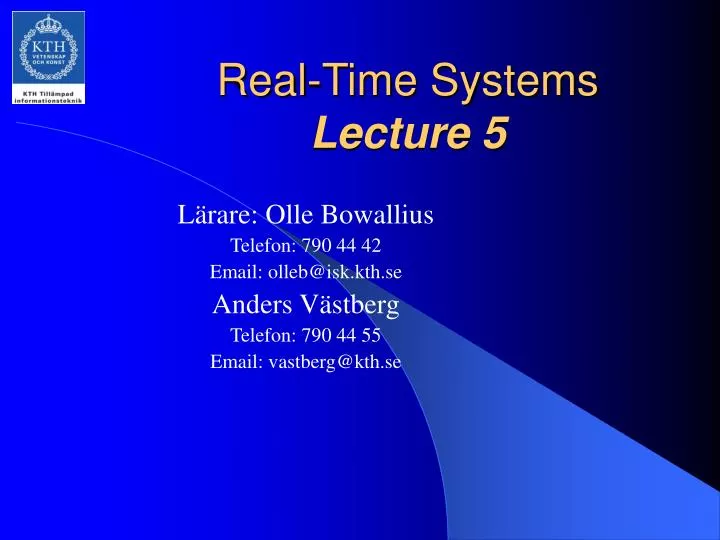 real time systems lecture 5