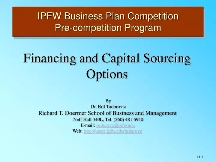 ipfw business plan competition pre competition program