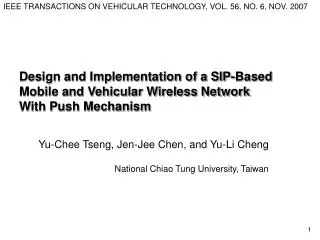 Yu-Chee Tseng, Jen-Jee Chen, and Yu-Li Cheng National Chiao Tung University, Taiwan