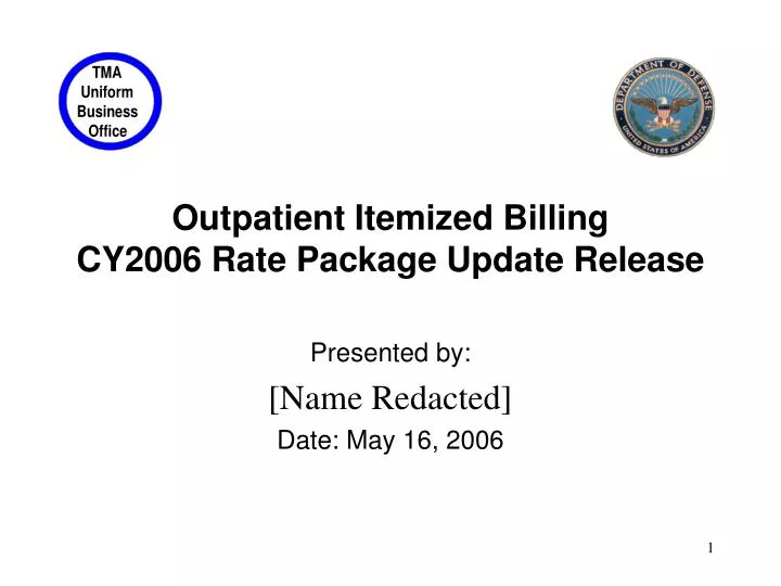 outpatient itemized billing cy2006 rate package update release