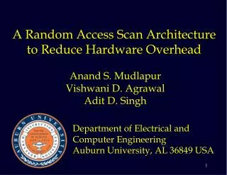 A Random Access Scan Architecture to Reduce Hardware Overhead