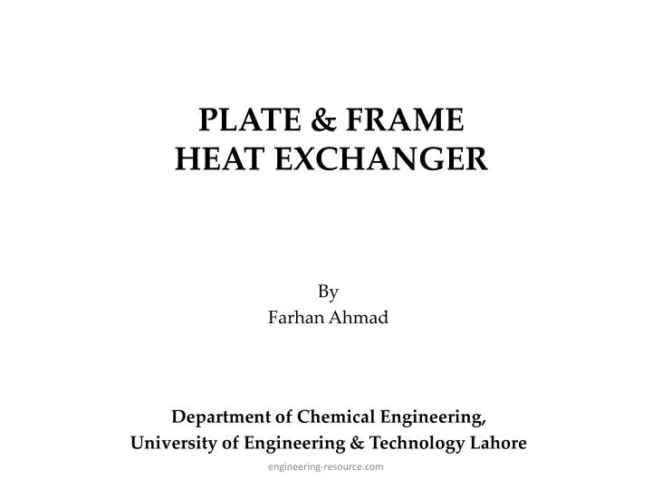 plate frame heat exchanger